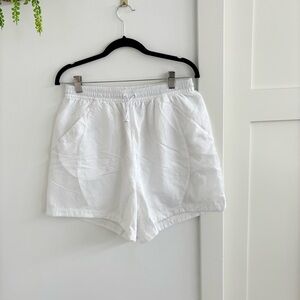 Adidas Original Nylon Women's White Athletic Shorts Drawstring Pockets Lined L